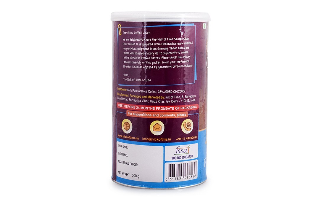 Nick Of Time South Indian Filter Coffee (35% Chicory)   Container  500 grams